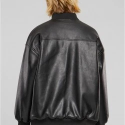 Дамско Бомбър ЯкеLadies Synthetic Leather Bomber Jacket black XXL