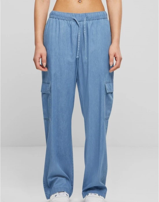 Дамски Дънки Ladies Light Denim Cargo Pants skyblue washed XXL