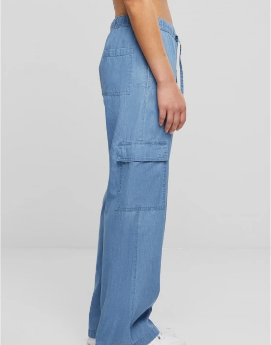 Дамски Дънки Ladies Light Denim Cargo Pants skyblue washed XXL