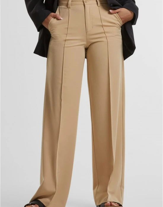 Дамски панталон в бежово Urban Classics Wide Pleated, Панталони - Hoodstyle.bg