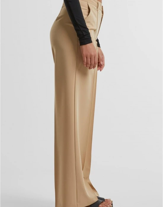 Дамски панталон в бежово Urban Classics Wide Pleated, Панталони - Hoodstyle.bg