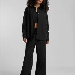 Дамска риза в черен цвят Urban Classics Ladies Linen Mixed Oversized