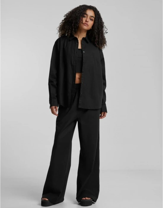 Дамска риза в черен цвят Urban Classics Ladies Linen Mixed Oversized, Жилетки - Hoodstyle.bg