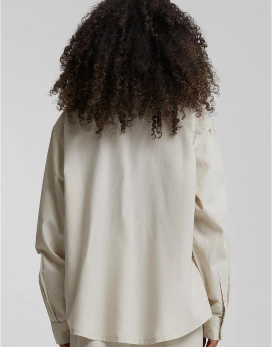 Дамска риза в светлобежов цвят Urban Classics Ladies Linen Mixed Oversized, Жилетки - Hoodstyle.bg