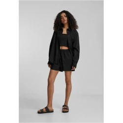 Дамски къси панталони в черен цвят Urban Classics Ladies Linen Mixed Boxer Shorts