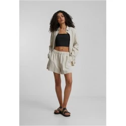 Дамски къси панталони в светлобежов цвят Urban Classics Ladies Linen Mixed Boxer Shorts
