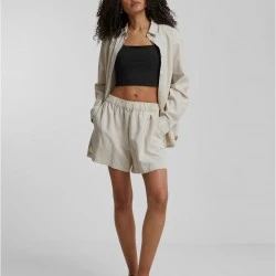 Дамски къси панталони в светлобежов цвят Urban Classics Ladies Linen Mixed Boxer Shorts