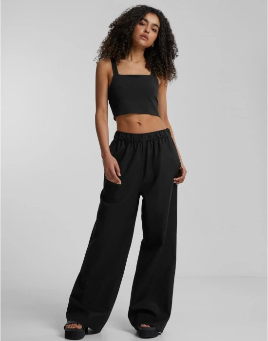Дамски панталон в черно Urban Classics Linen Mixed Wide, Панталони - Hoodstyle.bg