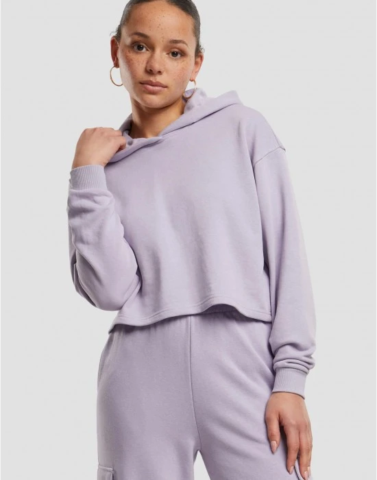 Дамски къс суичър Urban Classics Terry Hoodie dustylilac, Суичъри - Hoodstyle.bg