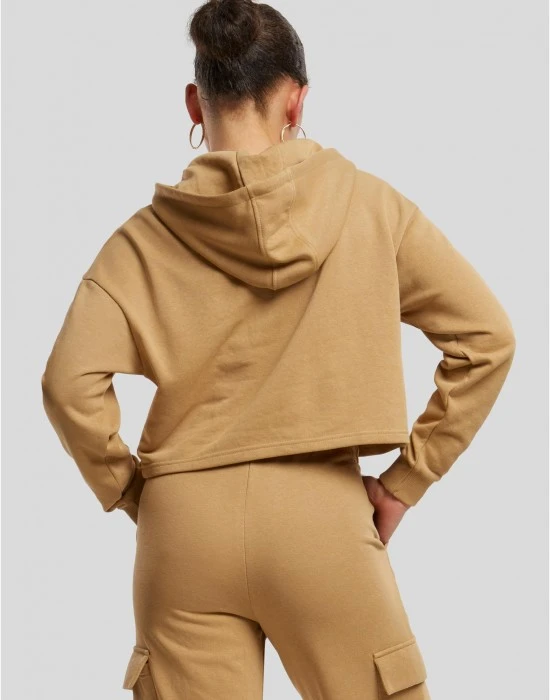 Дамски къс суичър Urban Classics Terry Hoodie unionbeige, Суичъри - Hoodstyle.bg