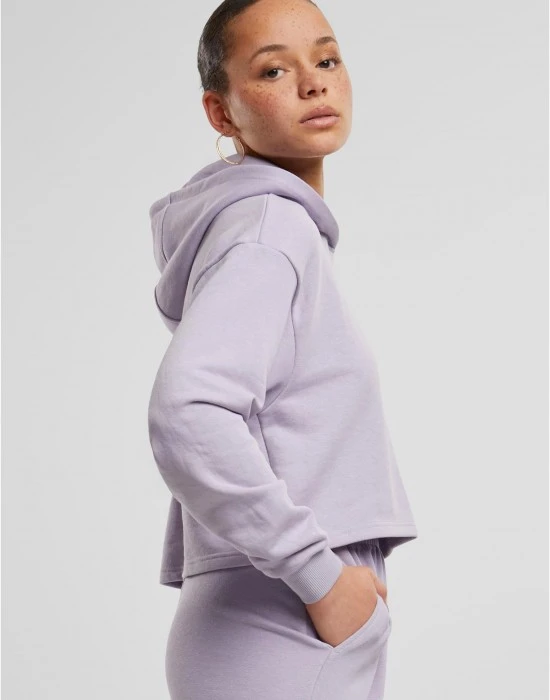 Дамски къс суичър Urban Classics Terry Hoodie dustylilac, Суичъри - Hoodstyle.bg