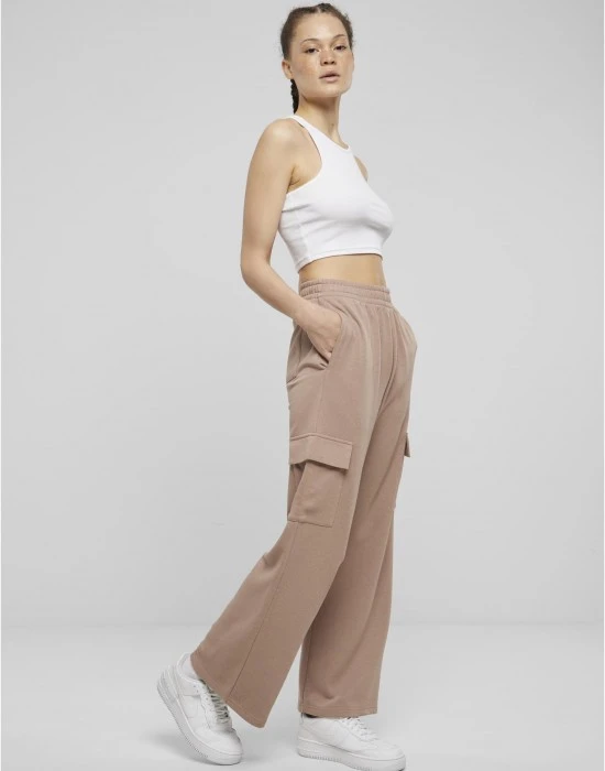 Дамски карго панталони Urban Classics Terry Sweat Pants duskrose, Панталони - Hoodstyle.bg