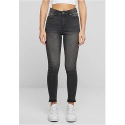 Дамски дънки с висока талия Urban Classics Open Hem black washed