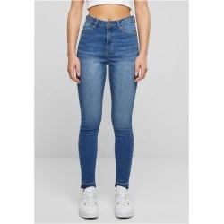 Дамски дънки с висока талия Urban Classics Open Hem blue washed