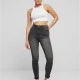 Дамски дънки с висока талия Urban Classics Open Hem black washed, Дънки - Hoodstyle.bg