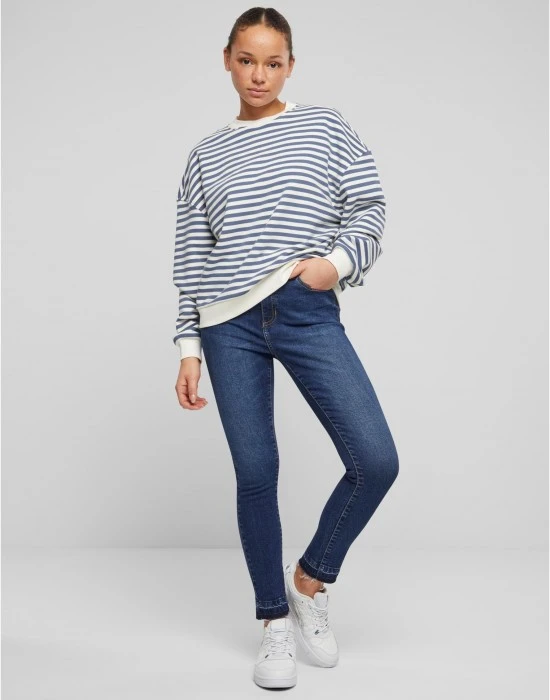 Дамски дънки с висока талия Urban Classics Open Hem darkblue washed, Дънки - Hoodstyle.bg