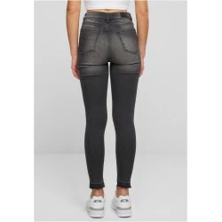 Дамски дънки с висока талия Urban Classics Open Hem black washed