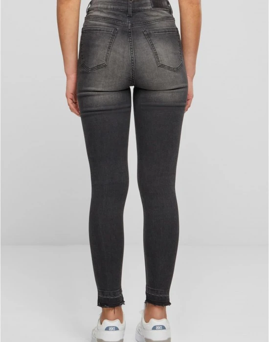 Дамски дънки с висока талия Urban Classics Open Hem black washed, Дънки - Hoodstyle.bg