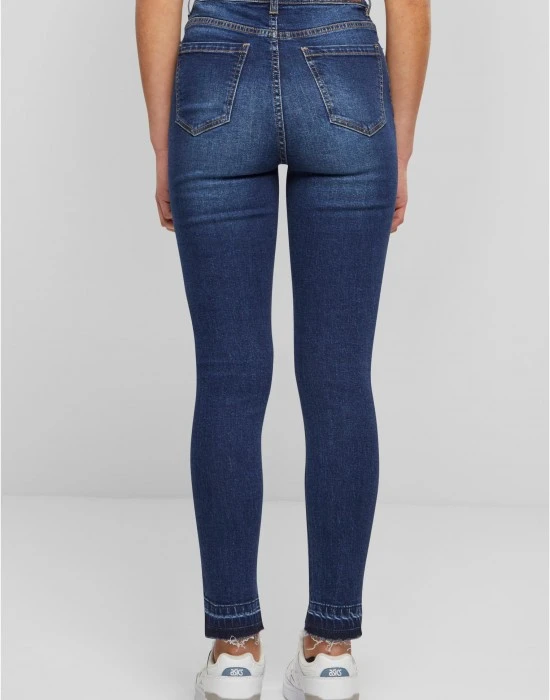 Дамски дънки с висока талия Urban Classics Open Hem darkblue washed, Дънки - Hoodstyle.bg