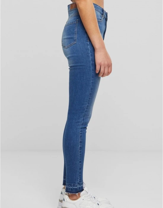 Дамски дънки с висока талия Urban Classics Open Hem blue washed, Дънки - Hoodstyle.bg