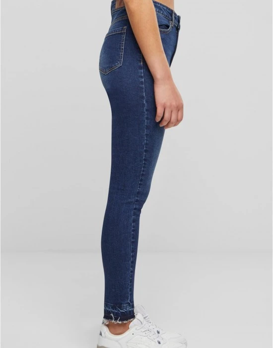 Дамски дънки с висока талия Urban Classics Open Hem darkblue washed, Дънки - Hoodstyle.bg