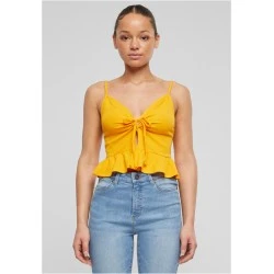 Дамски топ в оранжев цвят Urban Classics Ladies Waffle Pique Ruffle