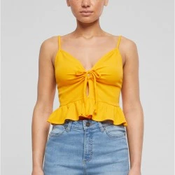 Дамски топ в оранжев цвят Urban Classics Ladies Waffle Pique Ruffle