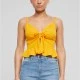 Дамски топ в оранжев цвят Urban Classics Ladies Waffle Pique Ruffle, Топове - Hoodstyle.bg
