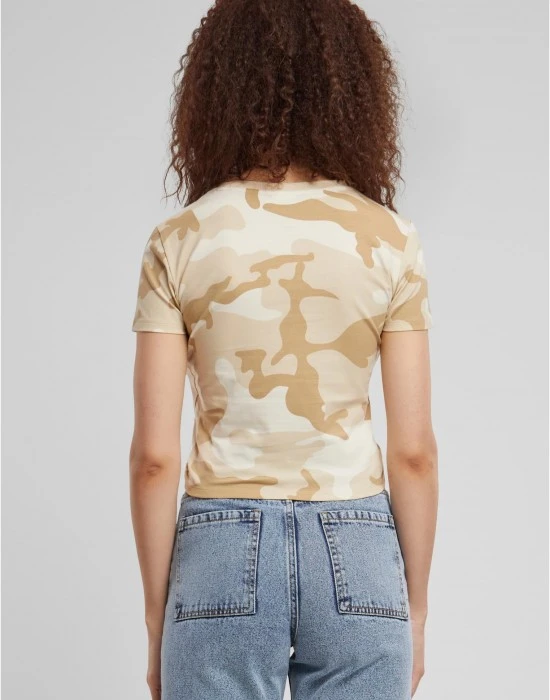 Дамска къса тениска в камуфлажен цвят Urban Classics Ladies Cropped Camo Tee
