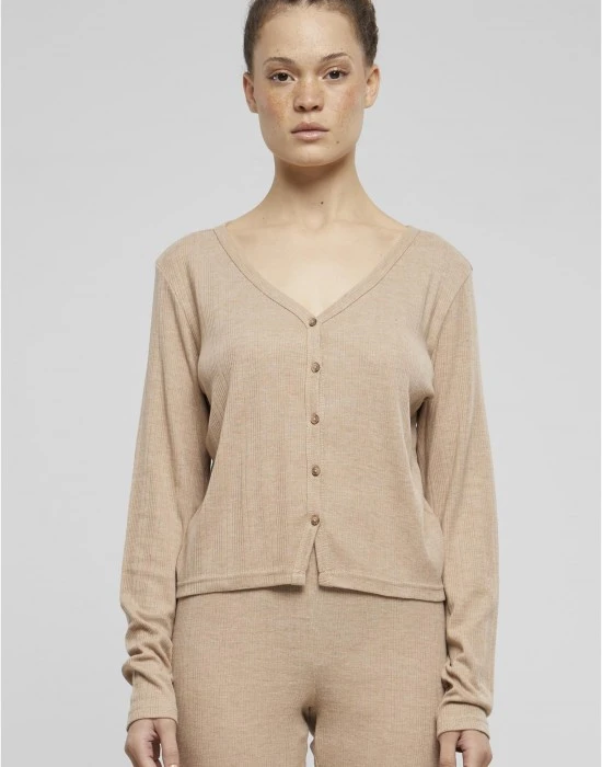 Дамска жилетка в бежово Urban Classics Rib, Жилетки - Hoodstyle.bg