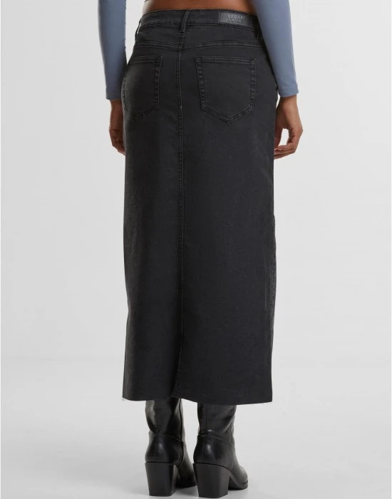 Дамски Дънки Ladies High Slit Denim Skirt black washed 29