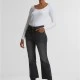 Дамски Дънки Ladies Cropped Flared Denim Pants black washed 29