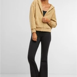 Суичър Ladies Jacquard Velvet Oversized Zip Hoody unionbeige XXL