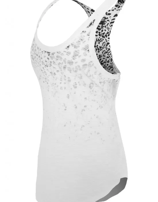 Дамски потник в бял леопардов десен Urban Classics Ladies Long Leo Print Loose Tank wht/blk, Топове - Hoodstyle.bg