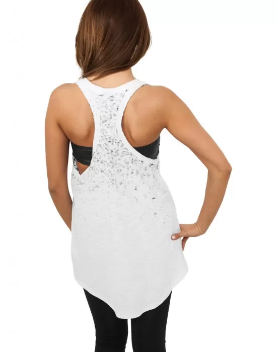 Дамски потник в бял леопардов десен Urban Classics Ladies Long Leo Print Loose Tank wht/blk, Топове - Hoodstyle.bg