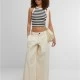Дамски Дънки Ladies Wide Leg Light Denim Pants whitesand 29