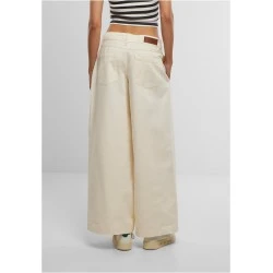 Дамски Дънки Ladies Wide Leg Light Denim Pants whitesand 29