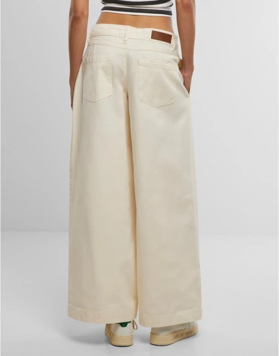 Дамски Дънки Ladies Wide Leg Light Denim Pants whitesand 29