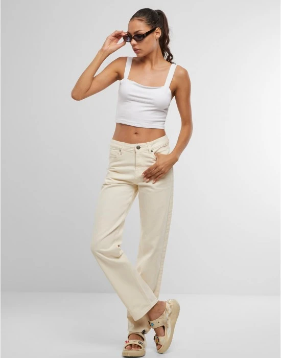 Дамски Дънки Ladies Straight Fit Denim whitesand 29