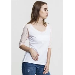 Дамска блуза Urban Classics wht/pink с 3/4 ръкави