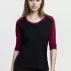 Дамска блуза Urban Classics blk/burgundy с 3/4 ръкави, Блузи - Hoodstyle.bg