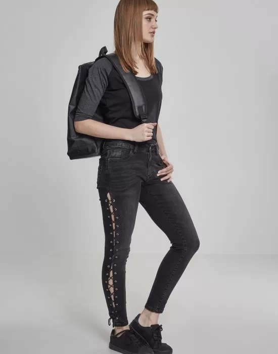 Дамска блуза Urban Classics black/charcoal с 3/4 ръкави, Блузи - Hoodstyle.bg