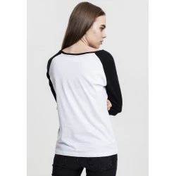 Дамска блуза Urban Classics wht/blk с 3/4 ръкави