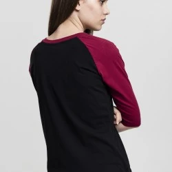 Дамска блуза Urban Classics blk/burgundy с 3/4 ръкави