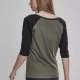 Дамска блуза Urban Classics olive/black с 3/4 ръкави, Блузи - Hoodstyle.bg