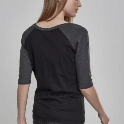 Дамска блуза Urban Classics black/charcoal с 3/4 ръкави