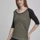 Дамска блуза Urban Classics olive/black с 3/4 ръкави, Блузи - Hoodstyle.bg