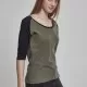 Дамска блуза Urban Classics olive/black с 3/4 ръкави, Блузи - Hoodstyle.bg