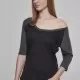 Дамска блуза Urban Classics black/charcoal с 3/4 ръкави, Блузи - Hoodstyle.bg