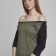 Дамска блуза Urban Classics olive/black с 3/4 ръкави, Блузи - Hoodstyle.bg